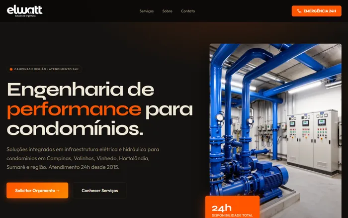 Site institucional criado pela RM Tech para a Elwatt Elétrica