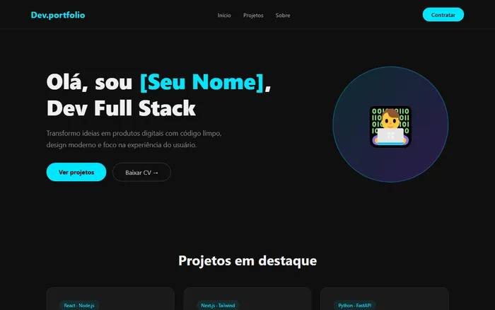 Template de site portfólio para profissionais liberais
